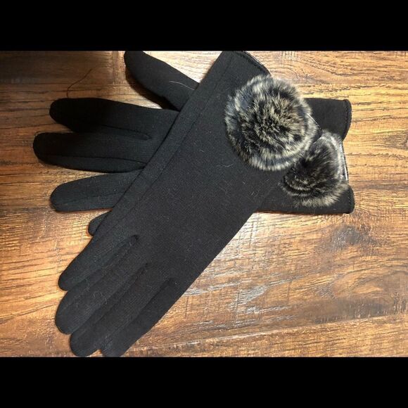 NWT , Knolee Women's Screen Gloves Warm LinedTouch Winter Gloves with fur-pompom - Picture 6 of 16